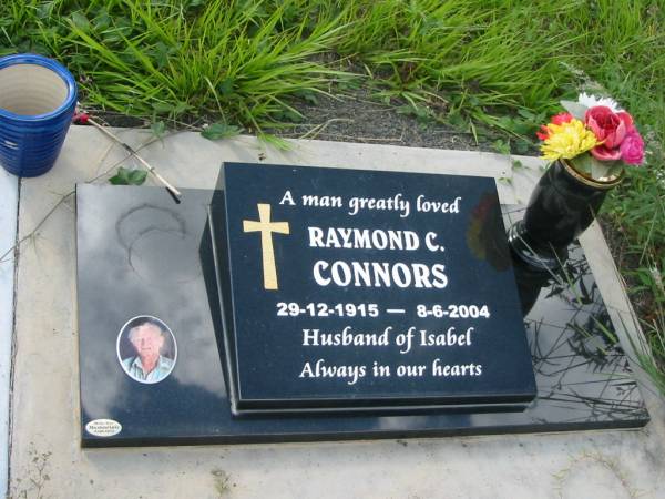 Raymond C. CONNORS,  | 29-12-1915 - 8-6-2004,  | husband of Isabel;  | Tiaro cemetery, Fraser Coast Region  | 