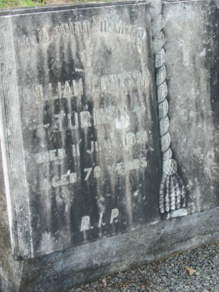 William Coulson TURNER,  | died 11 June 1951 aged 70 years;  | Tiaro cemetery, Fraser Coast Region  | 
