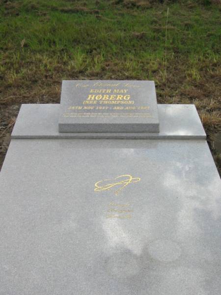 Edith May HOBERG (nee THOMPSON),  | 28 Nov 1917 - 3 Aug 1997,  | remembered by Merryl, Morgan & Gwenda;  | Tiaro cemetery, Fraser Coast Region  | 