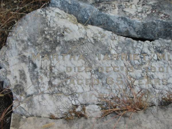 Martha Marriet MILLER,  | died 3 Dec 1901 aged 65 years;  | Tiaro cemetery, Fraser Coast Region  | 