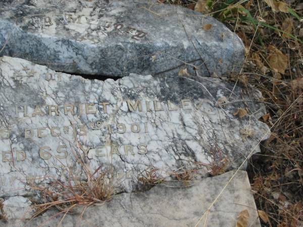 Martha Marriet MILLER,  | died 3 Dec 1901 aged 65 years;  | Tiaro cemetery, Fraser Coast Region  | 