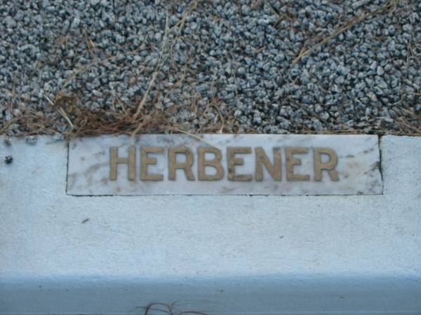 Leslie S. HERBENER,  | son,  | died 8 April 1915 aged 2 months;  | John G.D. HERBENER,  | son,  | died 15 Oct 1934 aged 23 years;  | Tiaro cemetery, Fraser Coast Region  | 