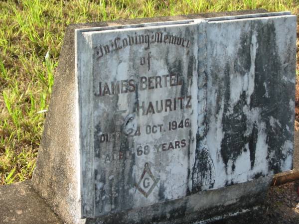 James Bertel HAURITZ,  | died 24 Oct 1946 aged 68 years;  | Tiaro cemetery, Fraser Coast Region  | 