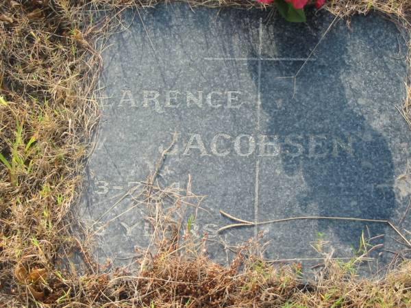 Clarence JACOBSEN,  | died 3-7-41 aged 3 years;  | Tiaro cemetery, Fraser Coast Region  | 