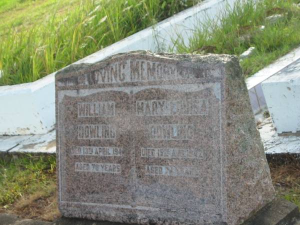 William DOWLING,  | died 13 April 1944 aged 78 years;  | Mary Louisa DOWLING,  | died 15 Aug 1942 aged 74 years;  | Tiaro cemetery, Fraser Coast Region  | 