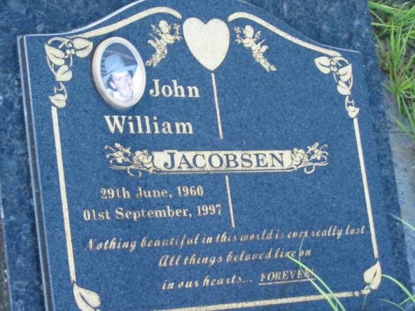 John William JACOBSEN,  | 29 June 1960 - 1 Sept 1997,  | wife Stacey;  | Tiaro cemetery, Fraser Coast Region  | 