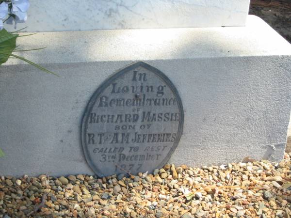 Richard Massie son of R.T. & A.M. JEFFERIES died 3 Dec 1877,  | Tingalpa Christ Church (Anglican) cemetery, Brisbane  | 