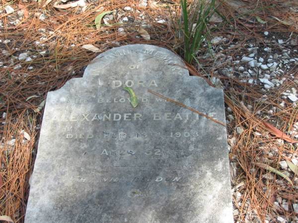 Dora wife of Alexander BEATTIE died 13 Feb 1903 aged 52 years,  | Tingalpa Christ Church (Anglican) cemetery, Brisbane  | 