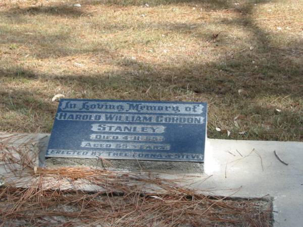 Harold William Gordon STANLEY died 4 Nov 65? aged 55 years,  | Tingalpa Christ Church (Anglican) cemetery, Brisbane  |   | 