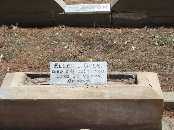 Ellen L. GODE died 31 July 1960 aged 96 years,  | Tingalpa Christ Church (Anglican) cemetery, Brisbane  |   | 
