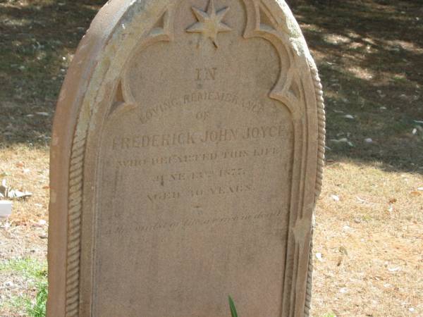 Frederick John JOYCE died 13 June 1877 aged 30 years,  | Tingalpa Christ Church (Anglican) cemetery, Brisbane  |   | 