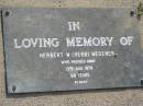 Herbert W (Herb) WEGENER 13 Aug 1978 aged 68 Toogoolawah Cemetery, Esk shire 