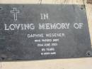 
Daphne WEGENER
22 Jun 2001 aged 85
Toogoolawah Cemetery, Esk shire
