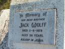 Jack WOLFF 11 Jun 1979 aged 58 Toogoolawah Cemetery, Esk shire 