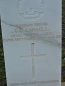 
A C CARNELL
25 Sep 1942 age 20
Toogoolawah Cemetery, Esk shire
