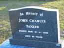 John Charles TANZER 18 Sep 1995 aged 86 Toogoolawah Cemetery, Esk shire 