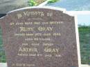 
Ruby GRAY
26 Jul 1965 aged 68
Arthur GRAY
8 Jul 1981 
Toogoolawah Cemetery, Esk shire
