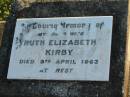 Ruth Elizabeth KIRBY, wife, died 9 April 1963; Toogoolawah Cemetery, Esk shire 