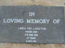Linda Fay LANGTON 17 Mar 1983 aged 27 Toogoolawah Cemetery, Esk shire 
