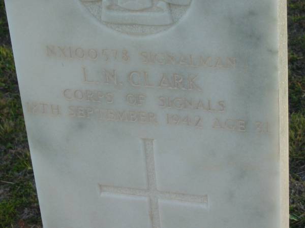 L N CLARK  | 18 Sep 1942 aged 31  | Toogoolawah Cemetery, Esk shire  | 