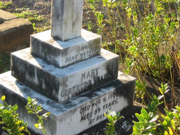 Mary Gertrude SEABORN  | 9 Nov 1935 aged 89  |   | (father) George  Wallington  MICHAEL  | 17 Apr 1937 aged 57  |   | Constance Violet MICHAEL  | 8 Sep 1963 aged 86  |   | George Wallington MICHAEL  | 1 Sep 1961 aged 45  |   | Toogoolawah Cemetery, Esk shire  | 