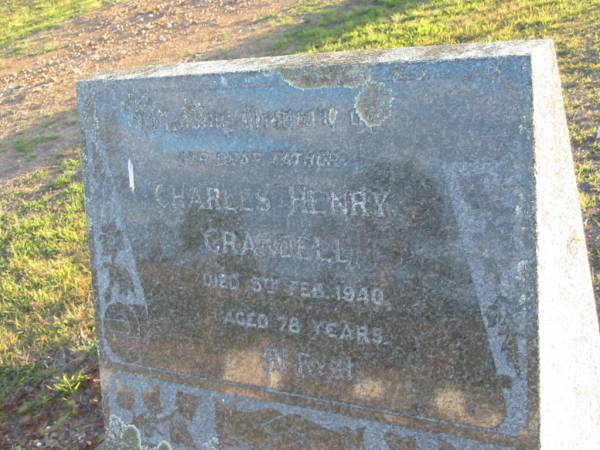 Charles Henry GRANDELL, father,  | died 5 Feb 1940 aged 78 years;  | Toogoolawah Cemetery, Esk shire  | 