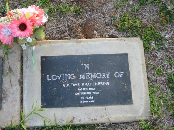 Gustave KRAHENBRING  | 10 Jan 2002 aged 99  | Toogoolawah Cemetery, Esk shire  | 