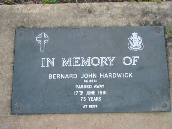 Bernard John HARDWICK  | 17 Jun 1991 aged 73  | Toogoolawah Cemetery, Esk shire  | 