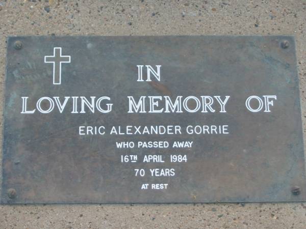 Eric Alexander GORRIE  | 16 Apr 1984 aged 70  | Toogoolawah Cemetery, Esk shire  | 