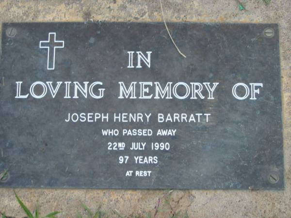 Joseph Henry BARRATT  | 22 Jul 1990 aged 97  | Toogoolawah Cemetery, Esk shire  | 