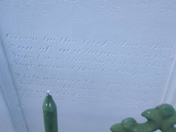 Toowong Cemetery por: 13, sect: 55, grave:4;  | Hobbs William, 09 / 12 / 1890;  | Bourne Emily, 24 / 01 / 1915;  | Hobbs Ann, 02 / 10 / 1875;  | Bourne Cicely Orton, 20 / 06 / 1908, 18 years;  | Hobbs Anna Luisa, 14 / 02 / 1914;  | Hobbs Edwin, 14 / 06 / 1929, 53 years;  | Bourne Clfred Edward, 26 / 07 / 1972, 0 years;  | Bourne Muriel Eleanor, 06 / 11 / 1964;  | Bourne Joseph Orton, 28 / 11 / 1931, 87 years;  |   | Edward HOBBS,  | d: Redcliffe 4 Jan 1875, aged 13yrs 9Mon;  | Alfred HOBBS,  | d: 30 Nov 1878, aged 19;  |   | Arthur HOBBS,  | d: 24 Feb 1926, aged 55;  |   | Edwin HOBBS,  | d: 13 Jun 1929, aged 53;  | Alice Mary Graham,  | d: 29 Jul 1944, aged 71;  |   | Anna Louisa HOBBS,  | d: 13 Feb 1914, aged 79;  |   | William HOBBS;  |   | Cicely Orton BOURNE,  | d: 19 Jun 1908, aged 18;  |   | Emily (BOURNE),  | wife of J O BOURNE,  | d: 23 Jan 1815, aged 56;  |   | Joseph Orton BOURNE,  | d: 27 Nov 1931 aged 87;  | Joseph William (Jack) BOURNE,  | d: San Francisco 7 Sep 1934, aged 36;  | Muriel Eleanor BOURNE,  | d: 9 Feb 1962, aged 76;  |