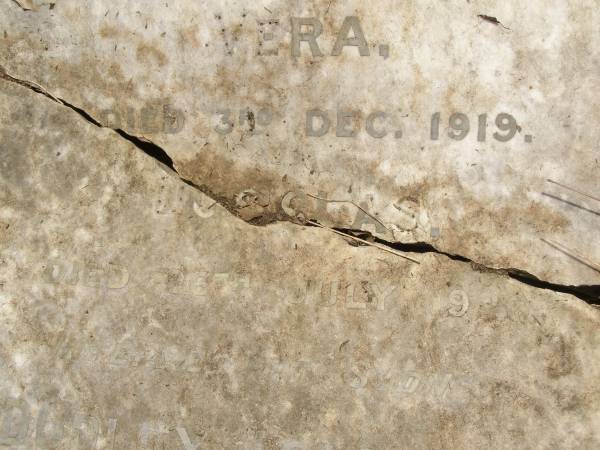 Toowong Cemetery, por: 1, sect: 20, grave: 4;  | Eglinton Dudley, 11 / 06 / 1937, 86 years;  | Eglinton Martha, 31 / 10 / 1919;  | Rolleston Vera, 04 / 12 / 1919;  | Eglinton Anna Catherine Sophie, 18 / 10 / 1948, 87 years;  |   | Martha EGLINTON,  | d: 30 Oct 1919;  | Vera (EGLINTON),  | d: 3 Dec 1919;  | Douglas (EGLINTON),  | d: 26 Jul 1920,  | interred Sydney;  | Dudley EGLINTON,  | 1857 - 1937;  |   | 