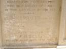 
Toowong Cemetery, por 13, sect 29, grave 22;
Bell Harry Frederic Hawkesley, 12  10  1938, 81 years;
Bell Charles Frederick, 19  08  1875;

Toowong cemetery portion 13  sect 29  grave 11;
Hobbs Ivy Phyllis, 09  08  1915;
Bell Harriett, 28  05  1913, 93 years;

Charles Frederick (BELL),
eldest son of late Charles BELL,
of 29 Stanley Gardens Kensington Park, London,
d: 20 Aug 1872, aged 45;

(wife) Harriett BELL,
d: 20 May 1913;

(son) F.H. BELL,
d: 16 Aug 1938;


Phyllis HOBBS,
d: 8 Aug 1915;

A.C. BODEN,
d: 26 Nov 1945;

Florence A BODEN,
wife of A C BODEN,
d: 14 Oct 1948;

