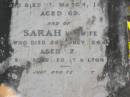 Joshua JEAYS (late mayor of Brisbane) d:  11-Mar-1881 aged 69  Sarah JEAYS (wife) d: 26-Jul-1864 aged 52 (buried at Milton)  Brisbane General Cemetery (Toowong)  