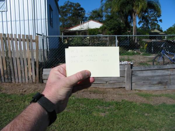 M.A.E. BEUTEL  | B: 12 Mar 1858  | D: 16 Mar 1908  |   | Tygum Pioneer Cemetery, Logan City  | 