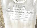 
Ellen, wife of Thomas William EVANS,
born 24 Jan 1857 died 11 Feb 1888;
Upper Caboolture Uniting (Methodist) cemetery, Caboolture Shire
