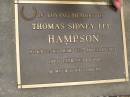 
Thomas Sidney Lee HAMPSON,
born Eidsvold 23 May 1927,
died 13 July 1998;
Upper Coomera cemetery, City of Gold Coast
