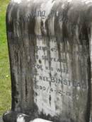 
William Henry HOLLINDALE,
died 4 Jan 1934 aged 56 years;
Daisy (nee BINSTEAD),
wife,
7-8-1890 - 4-12-1977;
Upper Coomera cemetery, City of Gold Coast
