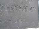 Kenneth James MACKLAN, husband father, 25-6-23 - 4-3-83; Upper Coomera cemetery, City of Gold Coast 