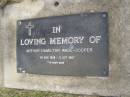 Arthur Hamilton WADE-COOPER, 26 Aug 1898 - 5 Oct 1967; Upper Coomera cemetery, City of Gold Coast 