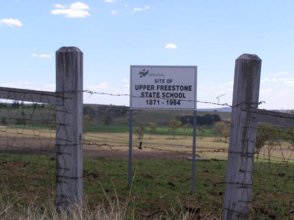 site of Upper Freestone State School  | 1871-1964;  | Upper Freestone Cemetery, Warwick Shire  | 
