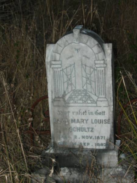 Anna Mary Louise SCHULTZ  | geb 2 Nov 1871  | gest 14 Sep 1882  | Vernor German Baptist Cemetery, Esk Shire  | 