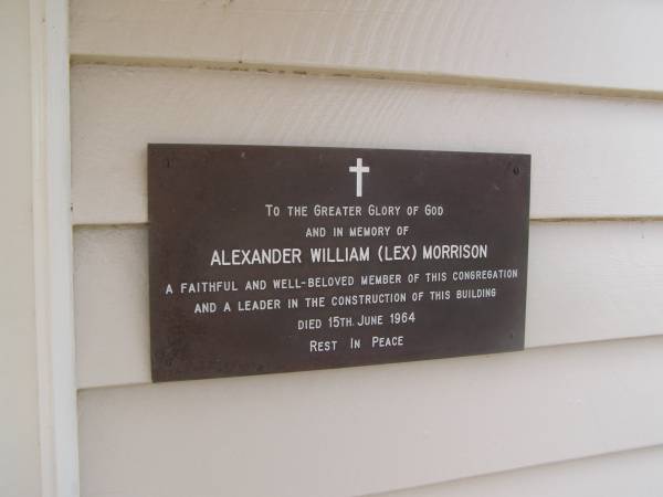 Alexander William (Lex) MORRISON; 15 June 1964  | All Saints Anglican Church, Warra, Wambo shire  | 