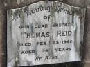 
Thomas REID
23 Feb 1948, aged 74
Wivenhoe Pocket General Cemetery

