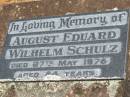 
August Eduard Wilhelm SCHULZ
27 May 1978, aged 84
Wivenhoe Pocket General Cemetery

