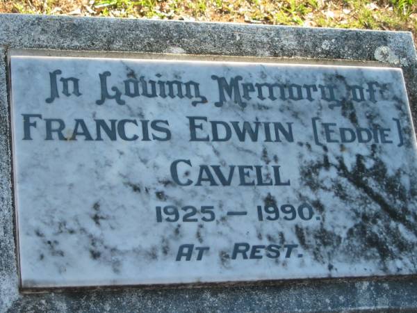 Francis Edwin (Eddie) CAVELL  | b: 1925, d: 1990  | Wonglepong cemetery, Beaudesert  | 