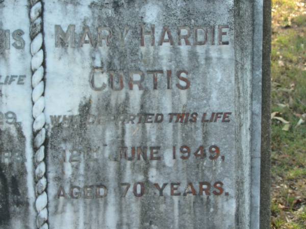 Mary Hardie CURTIS  | 12 Jun 1949, aged 70  | Wonglepong cemetery, Beaudesert  | 