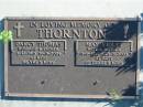 
THORTON;
Darcy Thomas, husband father,
4-12-1915 - 10-5-2004, 88 years 5 months;
May Violet, wife mother,
11-8-1915 - 23-5-2003, 87 years 9 months;
Woodford Cemetery, Caboolture
