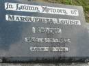 
Marguerita Louise REDDIE,
died 4-5-1982 aged 81 years;
Woodford Cemetery, Caboolture
