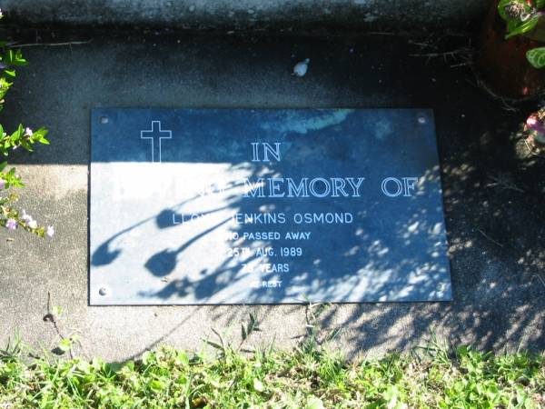 Lloyd Jenkins OSMOND,  | died 25 Aug 1989, 75 years;  | Woodford Cemetery, Caboolture  | 